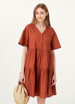 Flared Hem Cotton Maternity & Nursing Dress, , hi-res