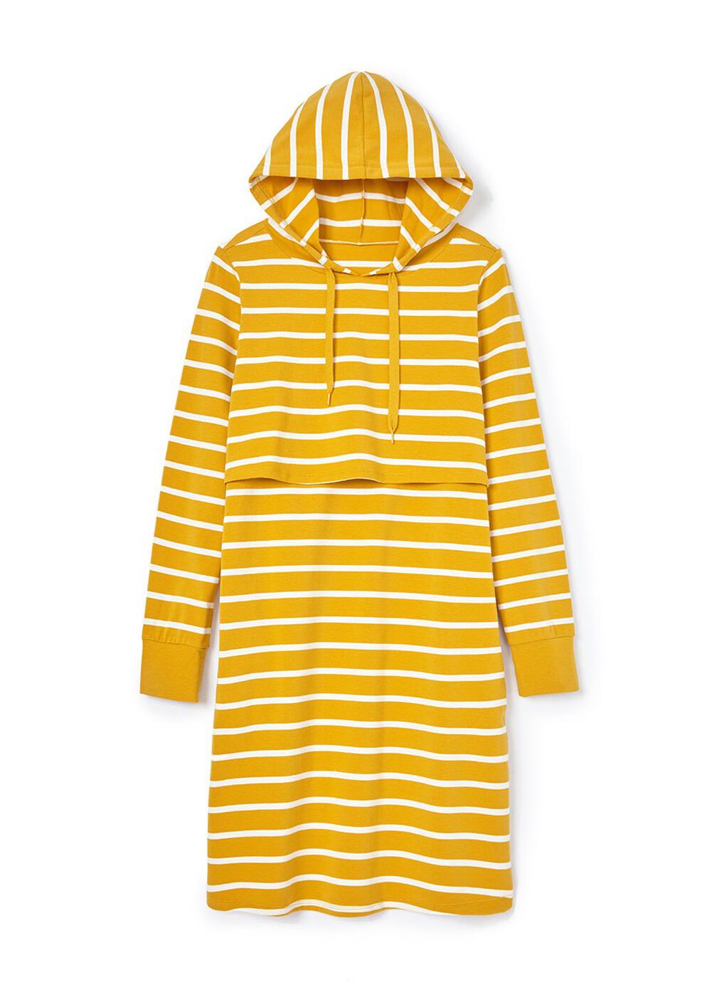 Striped Maternity & Nursing Hoodie Dress, Mustard, hi-res image number 5