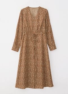 Floral Print V-Neck Maternity & Nursing Dress, Brown, hi-res