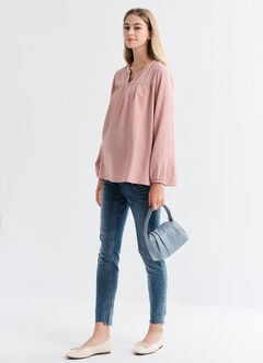 Pleated V-Neck Maternity & Nursing Top, , hi-res