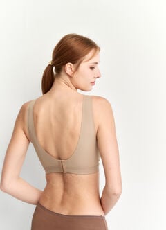 Ultra Silky Crossover Sleeping & Nursing Bra (Back Hook Design), Khaki, hi-res