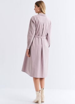 Elegant Belted Maternity & Nursing Shirt Dress, Lavender, hi-res