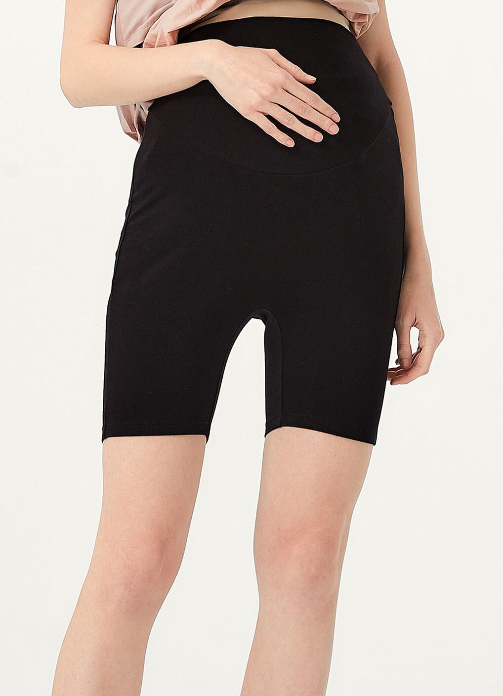 Ultra-Stretch Maternity Biker Shorts, Black, hi-res image number 2