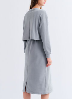 Back Slit Maternity & Nursing Two-Piece Dress, Sage, hi-res