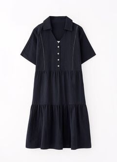 Cotton Maternity & Nursing Short Sleeve Tiered Dress, , hi-res
