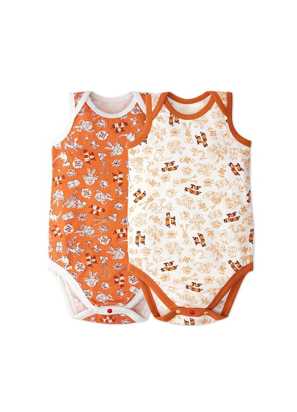 Baby Cotton Sleeveless Bodysuit 2 Pack, Orange, hi-res image number 0
