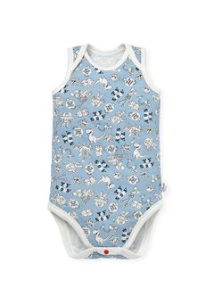 Baby Cotton Sleeveless Bodysuit 2 Pack, Mid Blue, hi-res