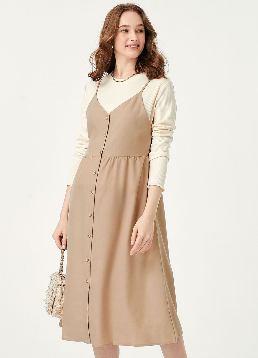 Button-Front Maternity & Nursing Dress, , hi-res image number 0