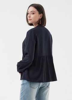 Emboss Pleated Long Sleeve Maternity & Nursing Shirt, , hi-res