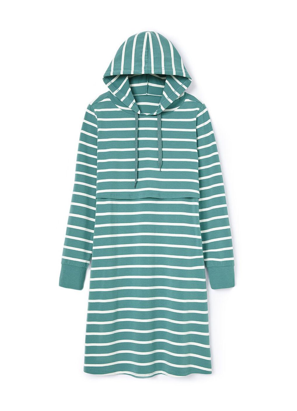 Striped Maternity & Nursing Hoodie Dress, Green, hi-res image number 5
