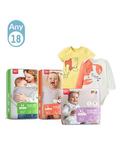 Diaper x 18 pck Get RM150 OFF + FREE Baby Clothes x 2 pck, , hi-res