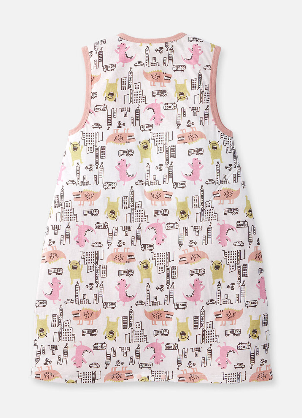 Lightweight Optimum Temp. Sleep Suit-Monster War, Pink, hi-res image number 1
