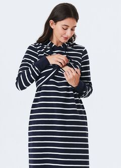 Striped Maternity & Nursing Hoodie Dress, , hi-res