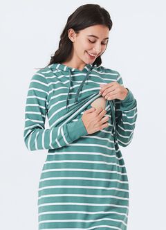 Striped Maternity & Nursing Hoodie Dress, Green, hi-res