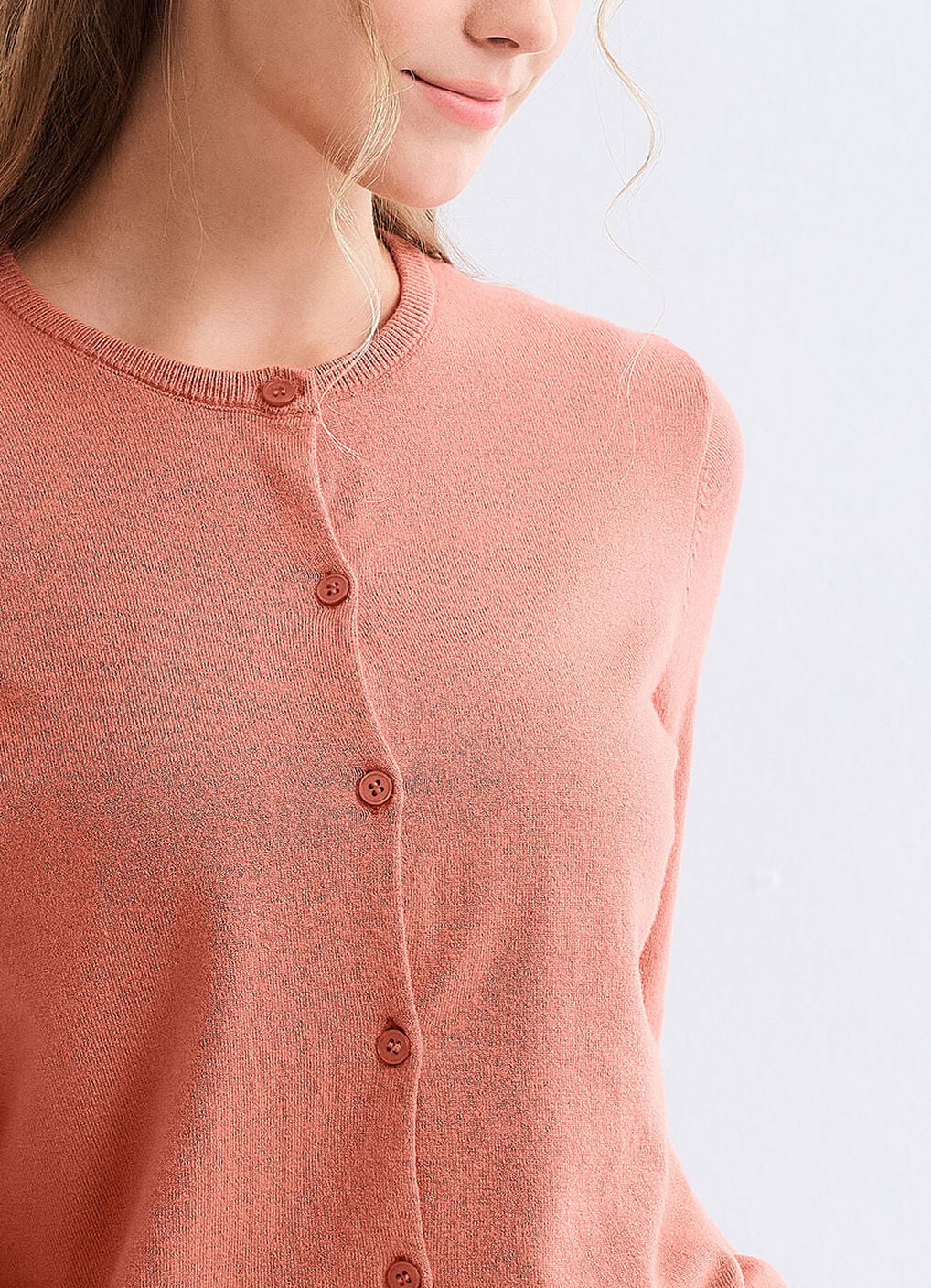 Knitted Crew Neck Maternity & Nursing Cardigan, Rose, hi-res image number 3