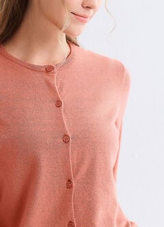 Knitted Crew Neck Maternity & Nursing Cardigan, Rose, hi-res