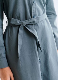 Elegant Belted Maternity & Nursing Shirt Dress, Sage, hi-res