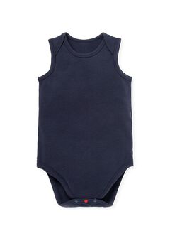 Baby Cotton Sleeveless Bodysuit 2 Pack, Navy, hi-res