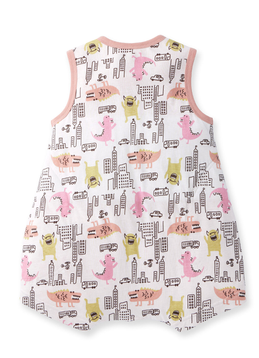 Lightweight Optimum Temp. Sleep Suit-Monster War, Pink, hi-res image number 1