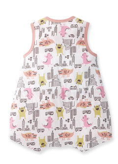 Lightweight Optimum Temp. Sleep Suit-Monster War, Pink, hi-res