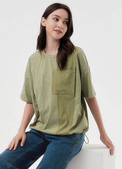 Blend Short Sleeve Maternity & Nursing Top, Olive, hi-res