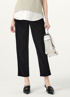 Cropped Maternity Slim Pants, Black, hi-res