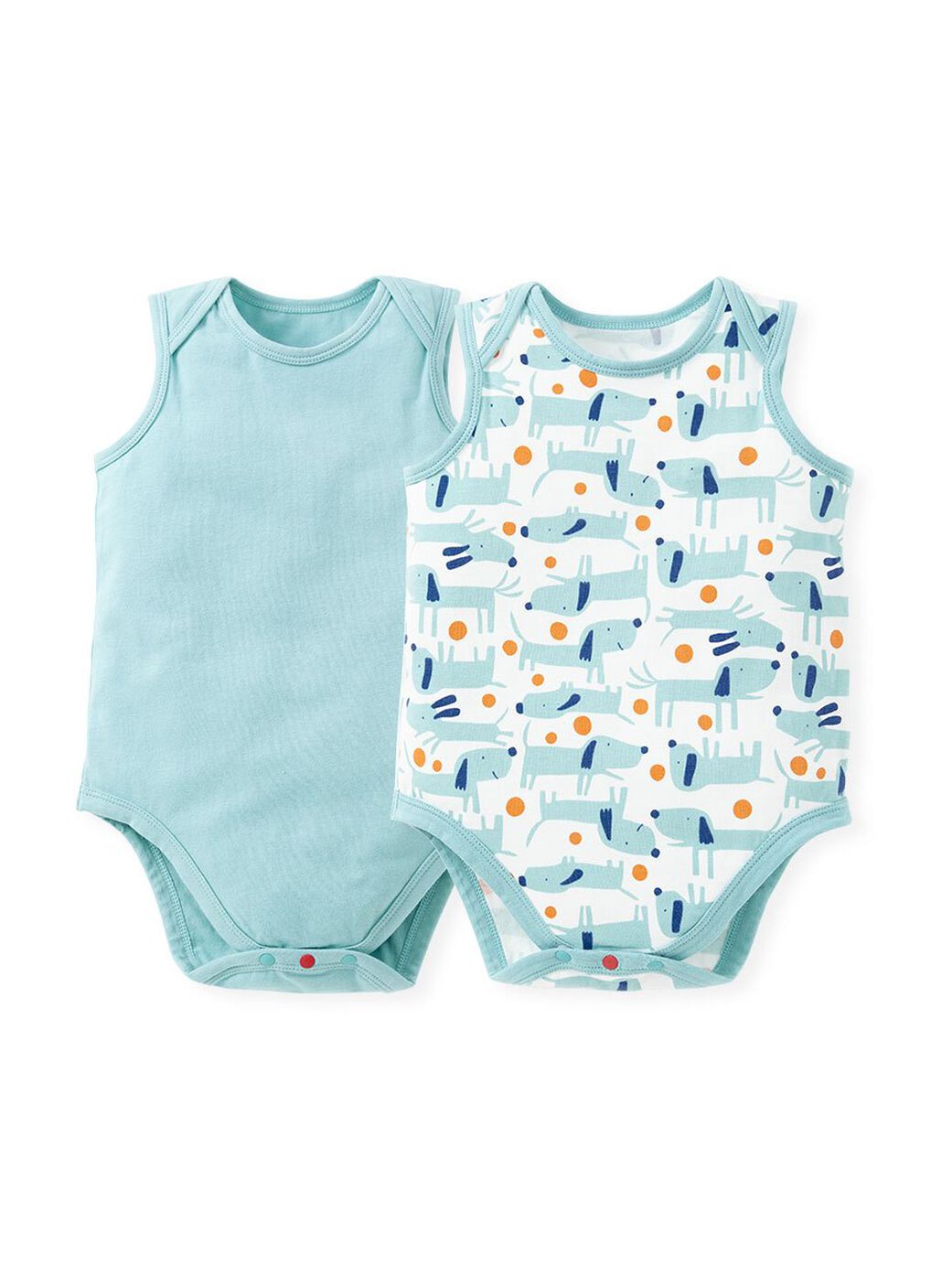 Puppy Baby Cotton Sleeveless Bodysuit 2 Pack, , hi-res image number 0