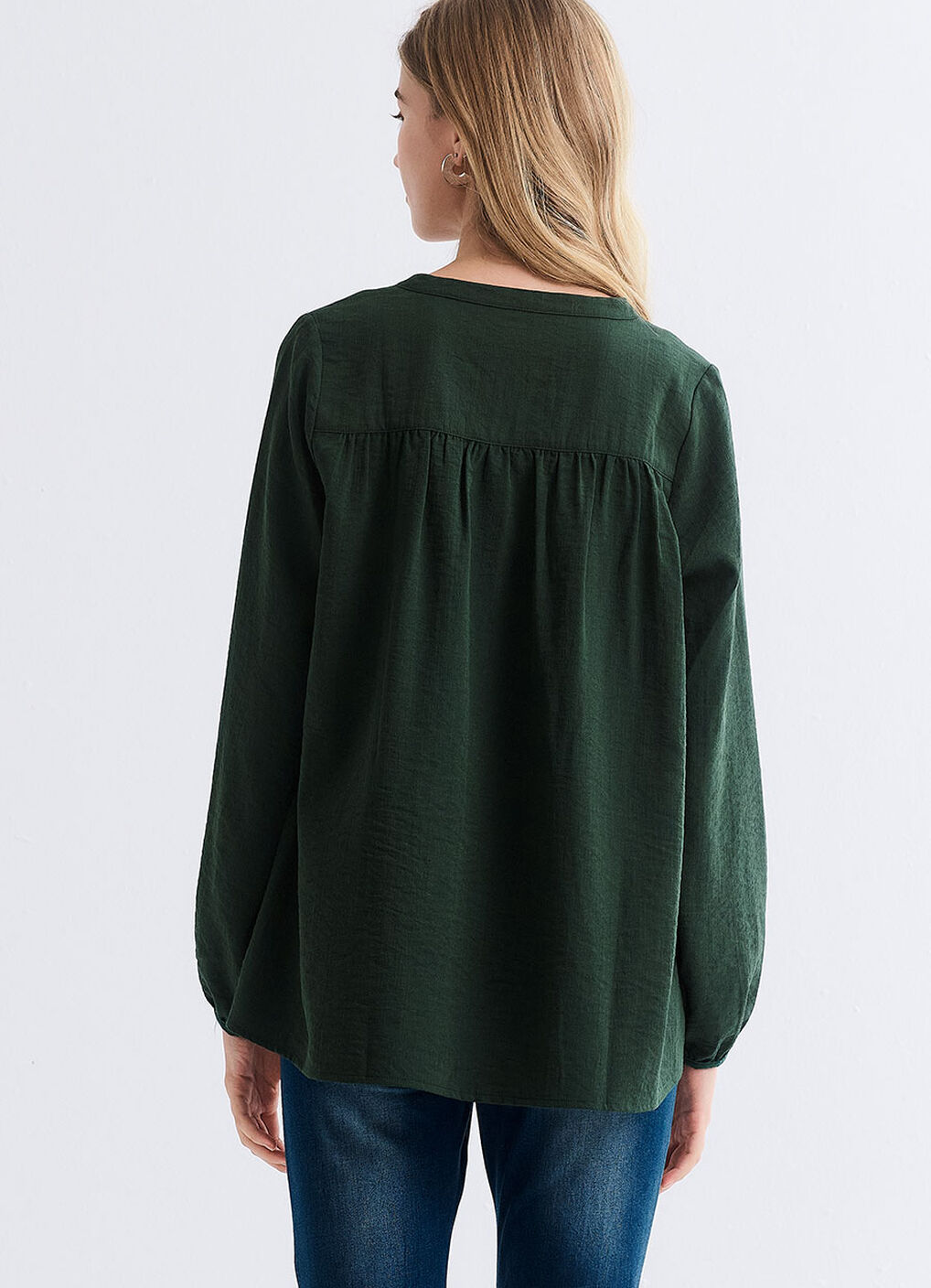 Pleated V-Neck Maternity & Nursing Top, Dark Green, hi-res image number 6