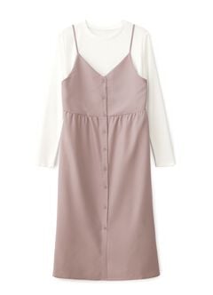 Button-Front Maternity & Nursing Dress, Mauve, hi-res