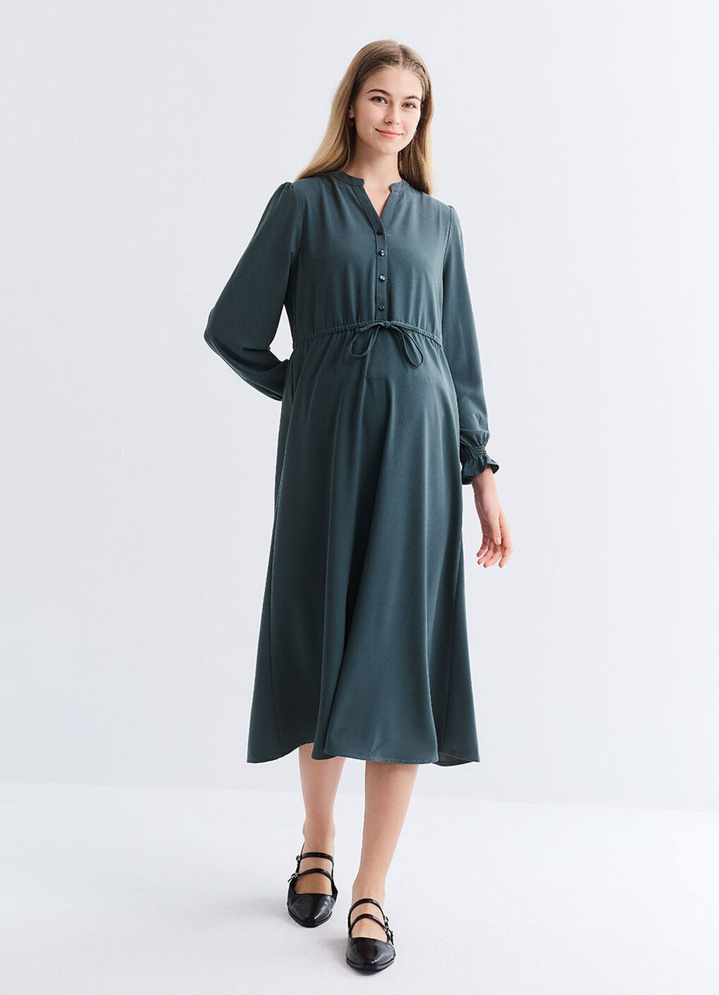 Half Placket Maternity & Nursing Dress, , hi-res image number 0