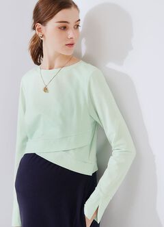 2 in 1 Maternity & Nursing Dress, Sage Green, hi-res
