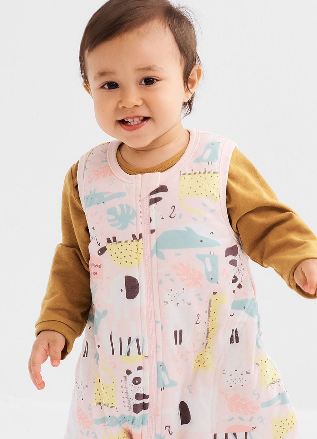 All Seasons Optimum Temp. Sleep Suit-Party Animals, Pink, hi-res image number 1