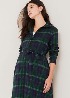 Classic Plaid Maternity & Nursing Shirt Dress, , hi-res