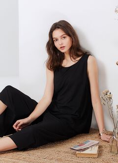 Maternity & Nursing Top Plus Wide Leg Pants Co-Ord Set, Black, hi-res