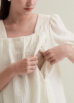 Square Collar Maternity & Nursing Top, Cream, hi-res