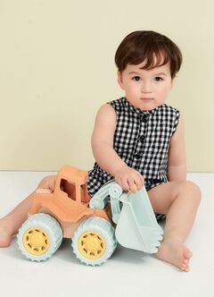 Baby S/L Patch Pocket Romper, Black, hi-res