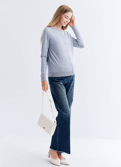 Knitted Crew Neck Maternity & Nursing Cardigan, , hi-res