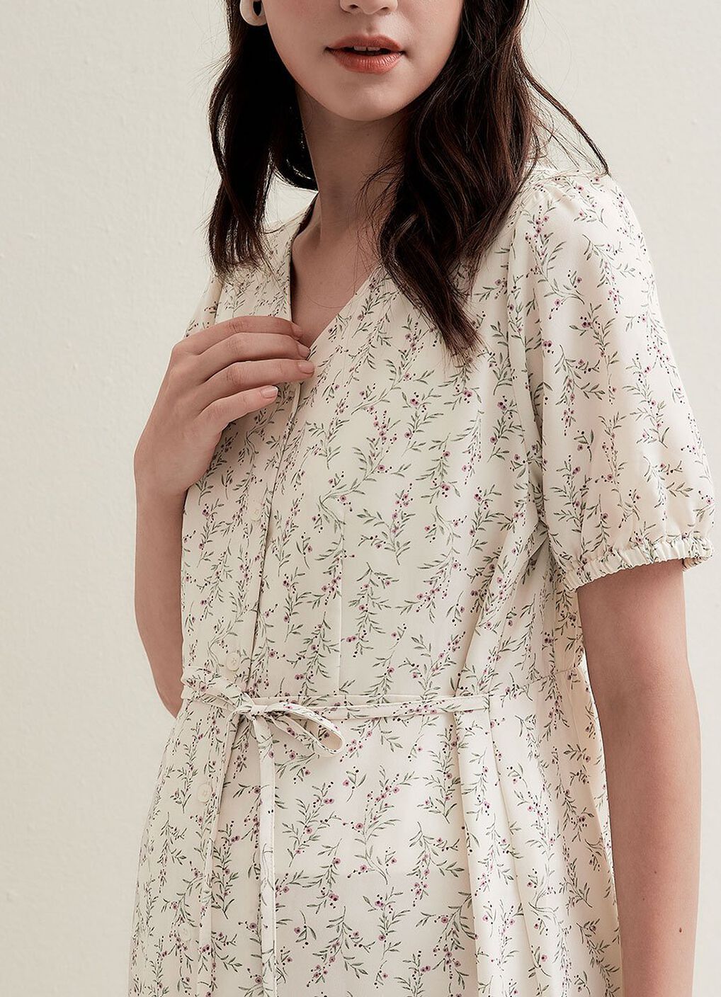 Floral Print Puff Sleeve Maternity & Nursing Dress, , hi-res image number 0