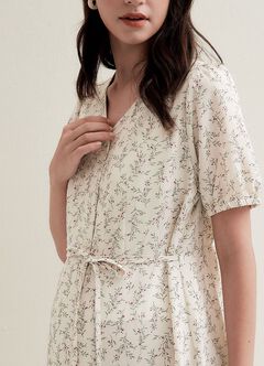Floral Print Puff Sleeve Maternity & Nursing Dress, , hi-res