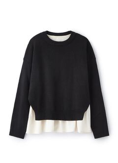 Knitted 2 in 1 Maternity & Nursing Layered Jumper, Black, hi-res