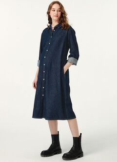 Denim Belted M&N Shirt Dress, , hi-res