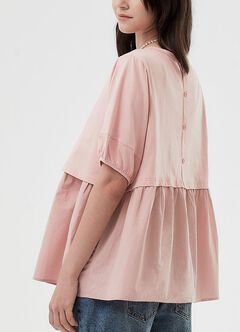 Umbrella Hem Short Sleeve Maternity & Nursing Top, Light Pink, hi-res