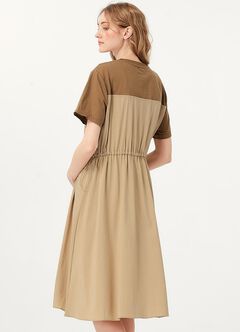 Patchwork M&N Dress, Brown, hi-res