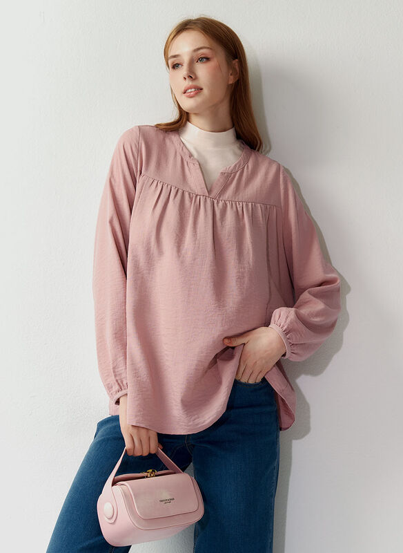 Pleated V-Neck Maternity & Nursing Top