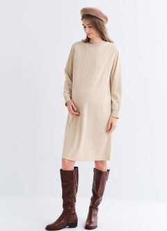 Soft Touch Maternity & Nursing Knit Dress, Cream, hi-res