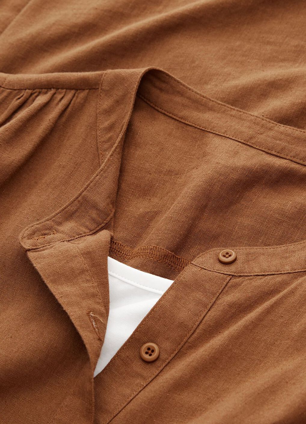 Button-through S/L Maternity & Nursing Dress, Brown, hi-res image number 6