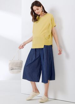 Drapey Denim Maternity Culottes Pants, , hi-res