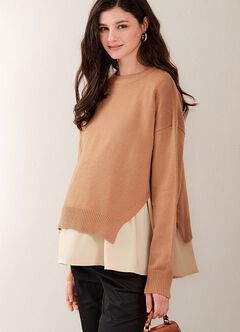Knitted 2 in 1 Maternity & Nursing Layered Jumper, , hi-res