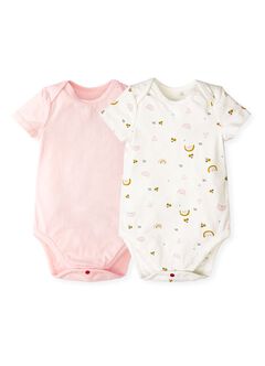 Baby Cotton Short Sleeve Bodysuit 2 Pack, Pink, hi-res