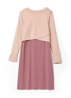 2 in 1 Maternity & Nursing Dress, Dusty Pink, hi-res
